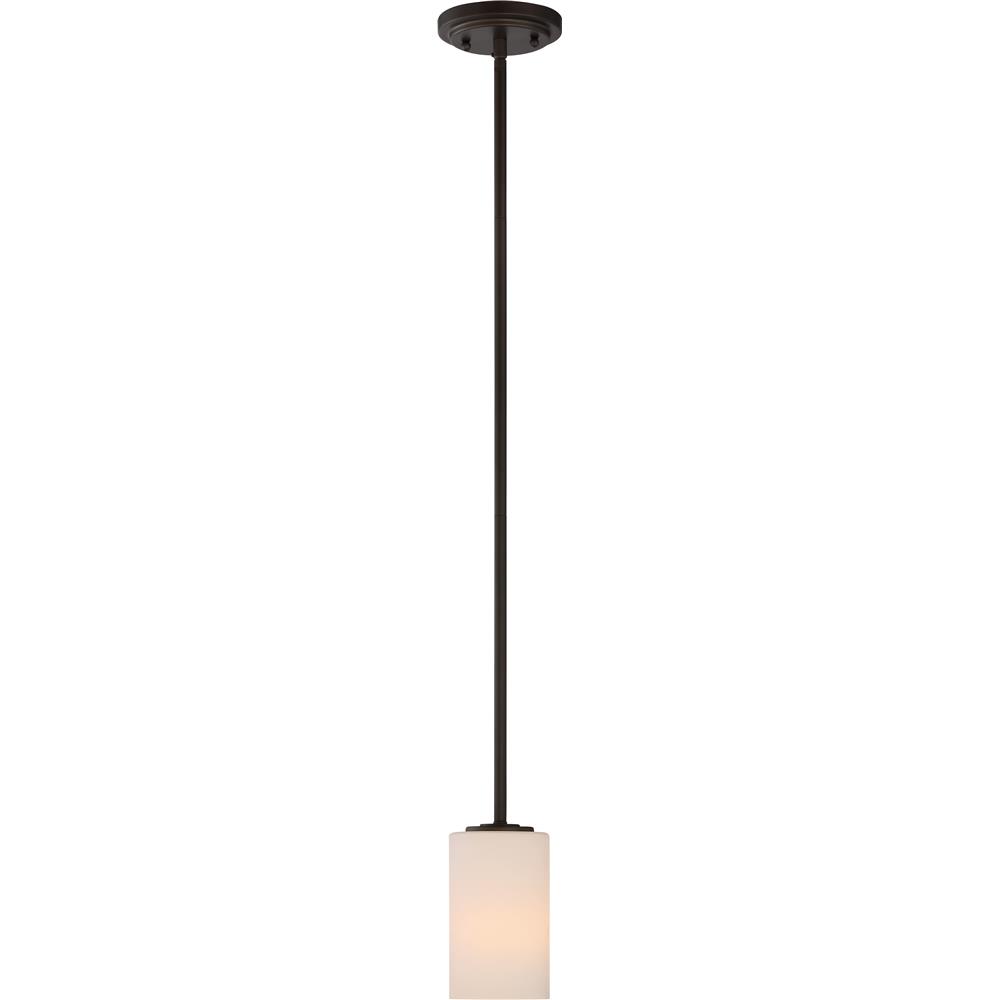Nuvo Lighting 60/5908  Willow - 1 Light Mini Pendant with White Glass in Forest Bronze Finish
